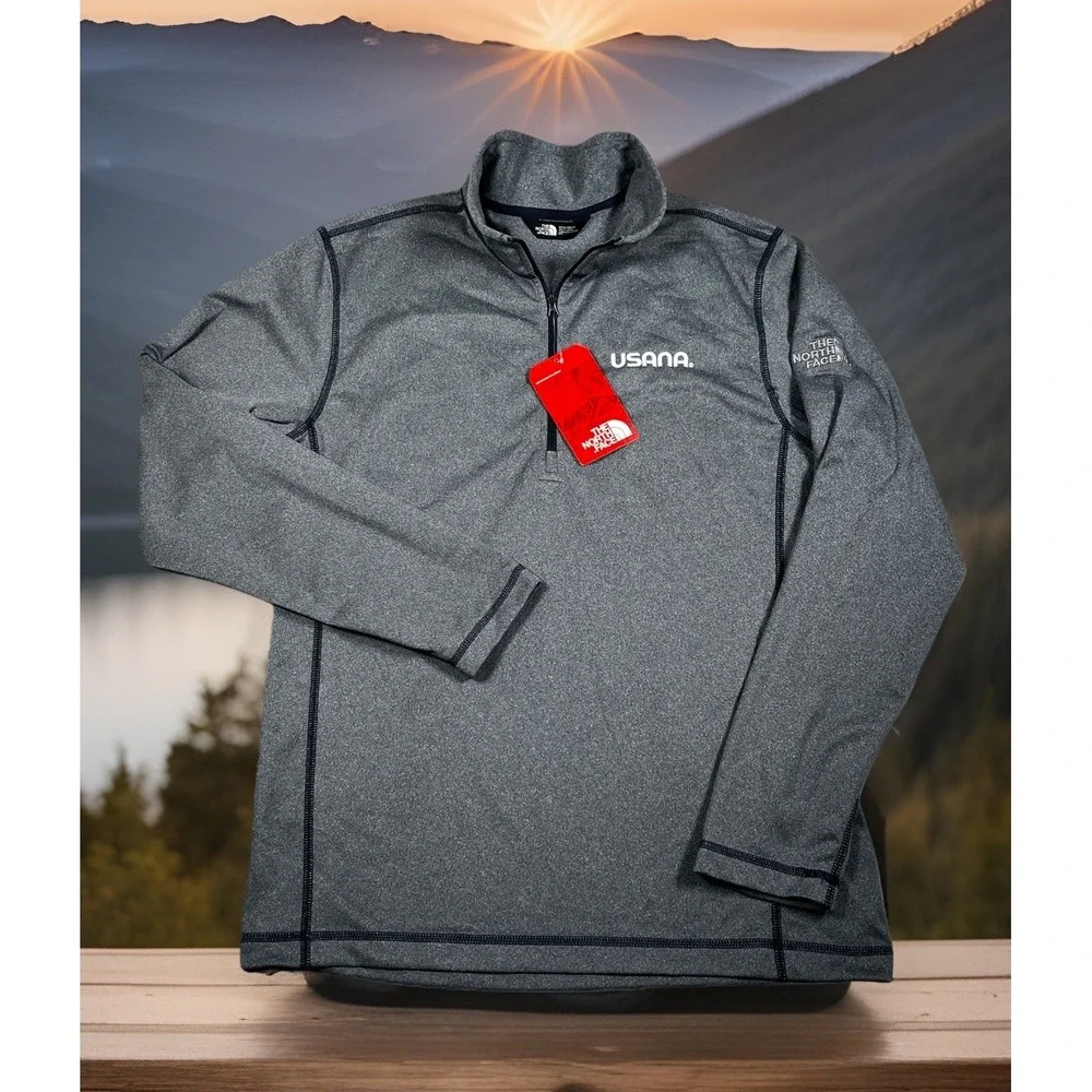 North Face Tech 1/4 Zip Fleece Pullover Jacket Men M Asphalt Gray‎ Thermal NWT